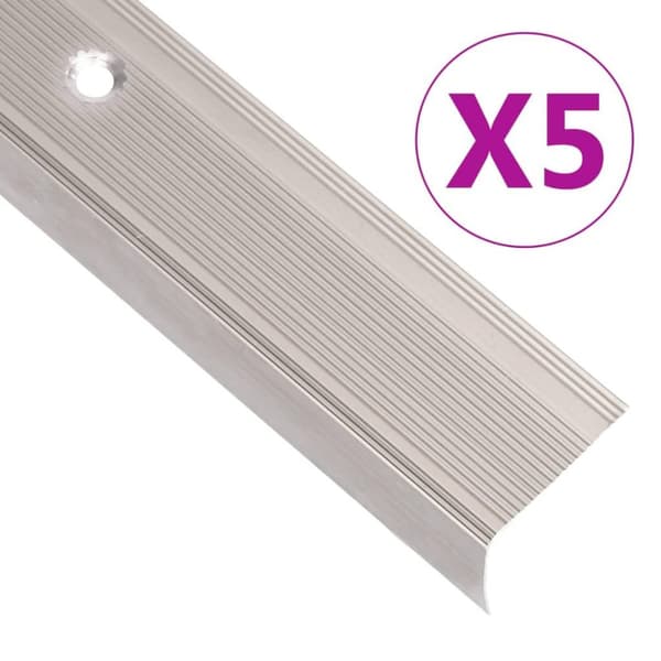 vidaXL L-formade halkskydd för trapp 5 st aluminium 90 cm champagne