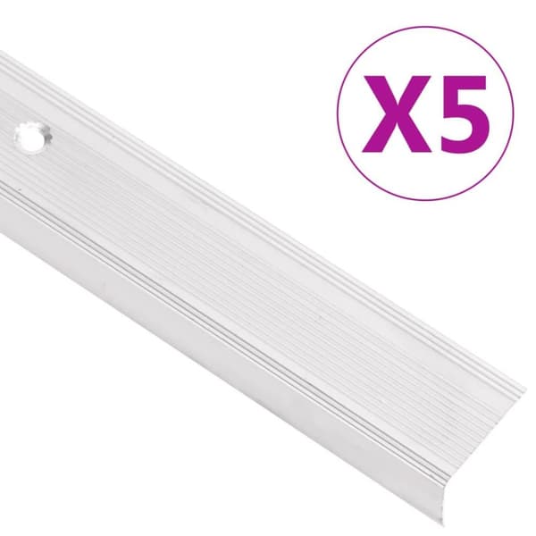 vidaXL L-formade halkskydd för trapp 5 st aluminium 100 cm silver