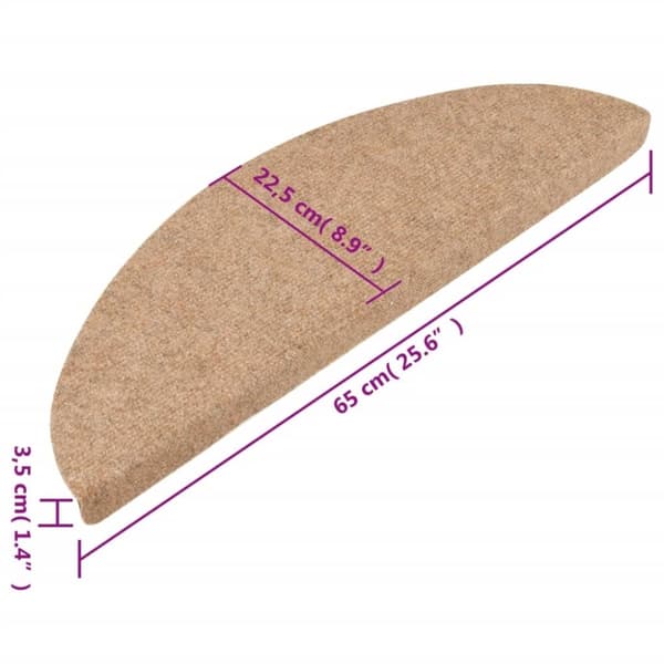 vidaXL Trappstegsmattor självhäftande 10 st beige 65x22,5x3,5 cm