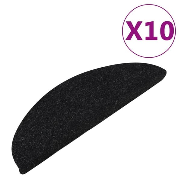 vidaXL Itsekiinnittyvät porrasmatot 10 kpl musta 65x22,5x3,5 cm