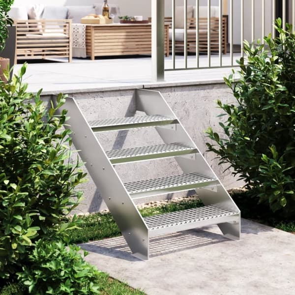 vidaXL trappetrin 60x24x7 cm trinrist galvaniseret stål
