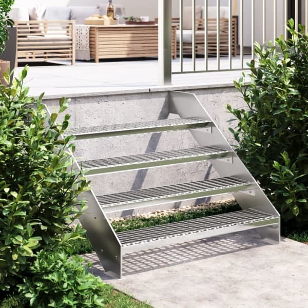 vidaXL trappetrin 100x24x7 cm trinrist galvaniseret stål