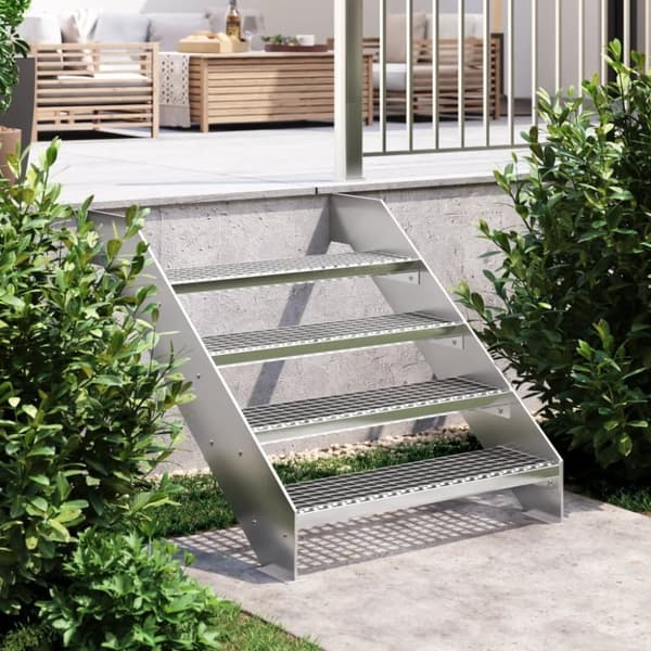 vidaXL trappetrin 80x24x7 cm trinrist galvaniseret stål