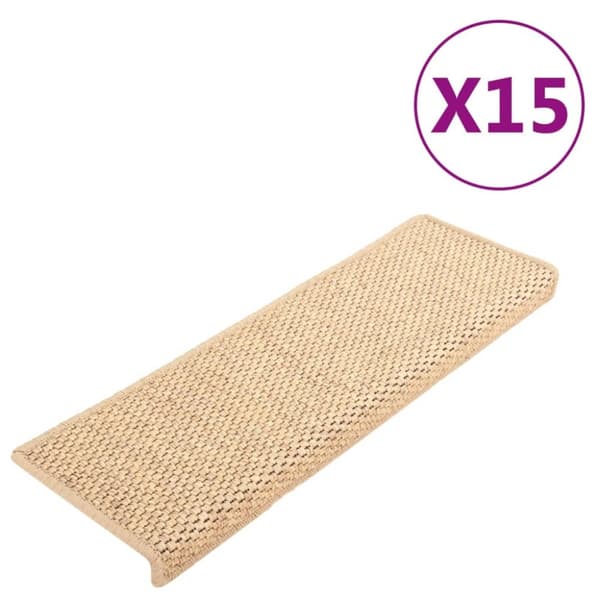 Itsekiinnittyvät porrasmatot sisaltyyli 15kpl 65x21x4cm v.beige