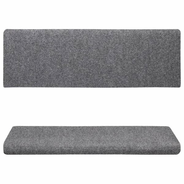 selvklæbende trappemåtter 5 stk. 65x21x4 cm tuftet lysegrå