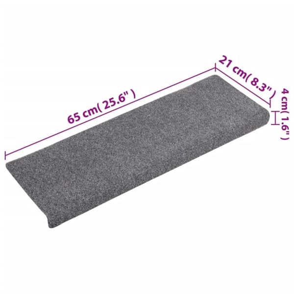 selvklæbende trappemåtter 5 stk. 65x21x4 cm tuftet lysegrå