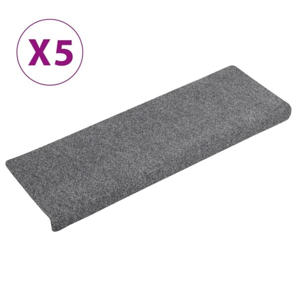 selvklæbende trappemåtter 5 stk. 65x21x4 cm tuftet lysegrå