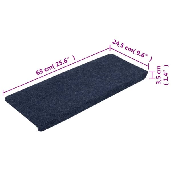 selvklæbende trappemåtter 15 stk. 65x24,5x3,5 cm blå