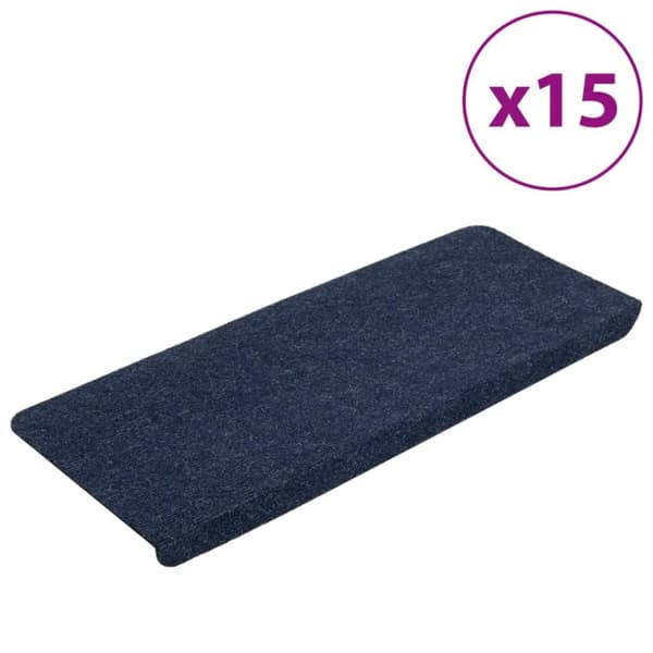 selvklæbende trappemåtter 15 stk. 65x24,5x3,5 cm blå