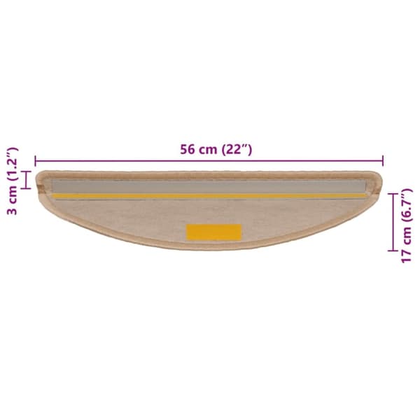 selvklæbende trappemåtter 15stk. 56x17x3cm sisal-look lys beige