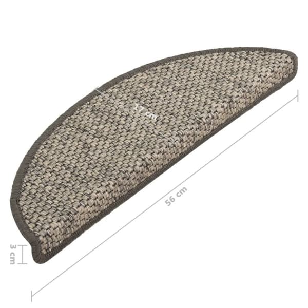Trappstegsmattor självhäftande sisal 15 st 56x17x3 cm brunbeige