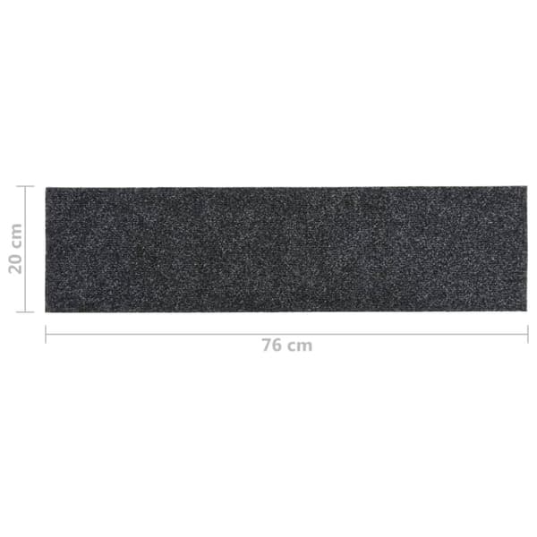 selvklæbende trappemåtter 15 stk. 76x20 cm rektangulær grå