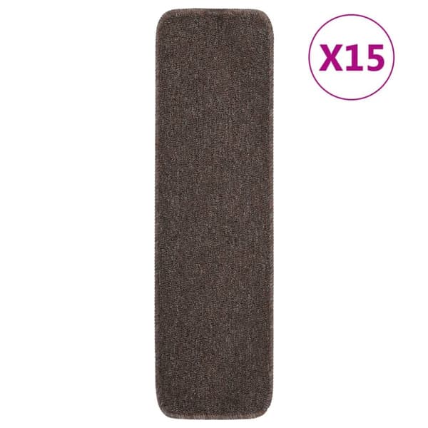 skridsikre trappemåtter 15 stk. 75x20 cm rektangulær brun