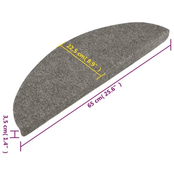 selvklæbende trappemåtter 10 stk. 65x22,5x3,5 cm grå
