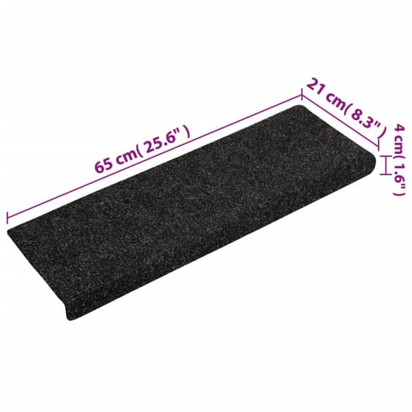 15 stk. trappemåtter tuftet 65x21x4 cm sort