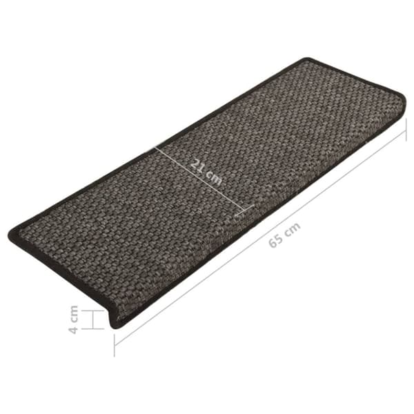 selvklæbende trappemåtter 15 stk. 65x21x4cm sisal-look antracit