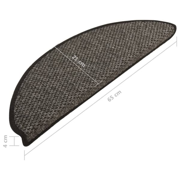 selvklæbende trappemåtter 15 stk. 65x21x4cm sisal-look antracit