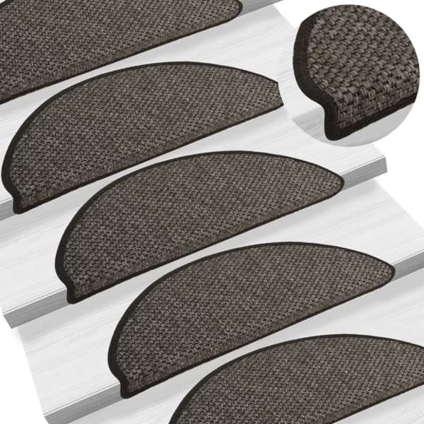 selvklæbende trappemåtter 15 stk. 65x21x4cm sisal-look antracit