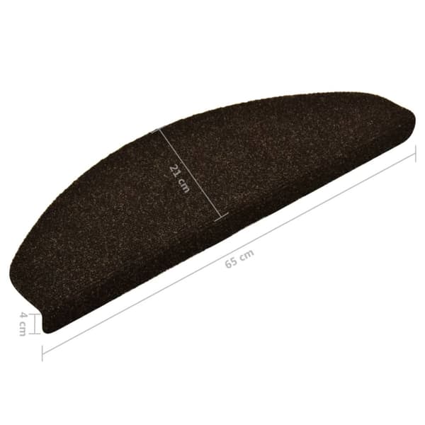 selvklæbende trappemåtter 15 stk. 65x21x4 cm tuftet mørkebrun