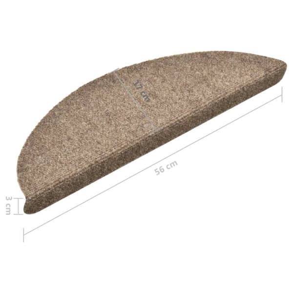 selvklæbende trappemåtter 15 stk. 56x17x3 cm tuftet cremefarvet