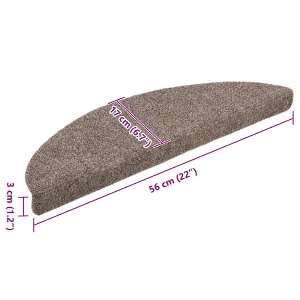 selvklæbende trappemåtter 5 stk. 56x17x3 cm tuftet cremefarvet