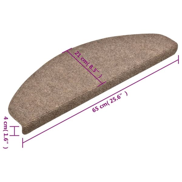 selvklæbende trappemåtter 10 stk. 65x21x4 cm tuftet cremefarvet