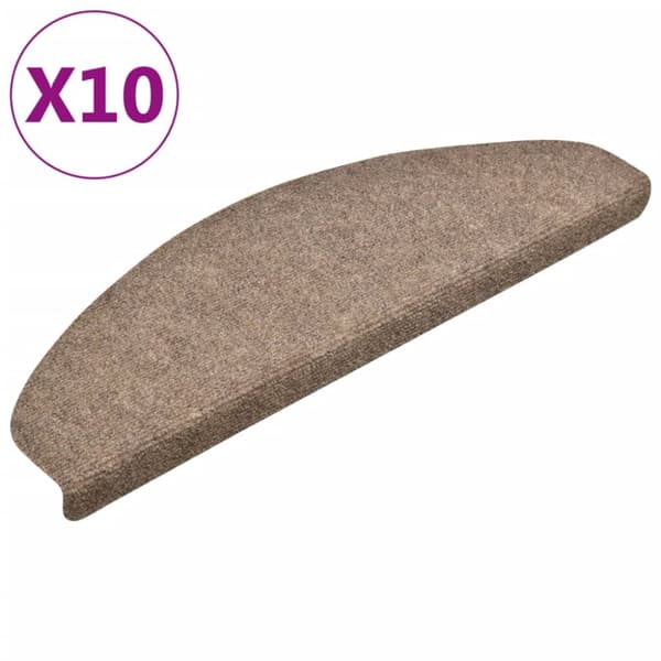 selvklæbende trappemåtter 10 stk. 65x21x4 cm tuftet cremefarvet