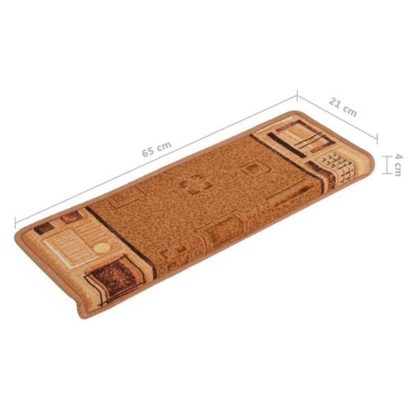 15 stk. trappemåtter 65x21x4 cm selvklæbende beige