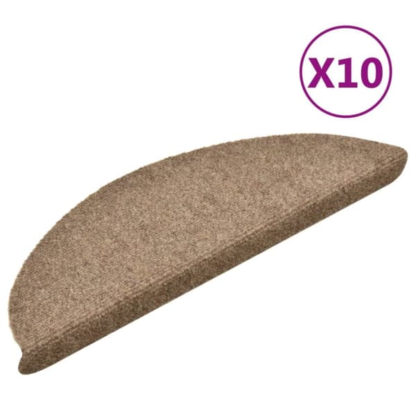 selvklæbende trappemåtter 10 stk. 56x17x3 cm tuftet cremefarvet