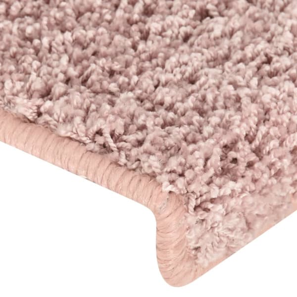 Trappstegsmattor 15 st 65x21x4 cm vit och rosa