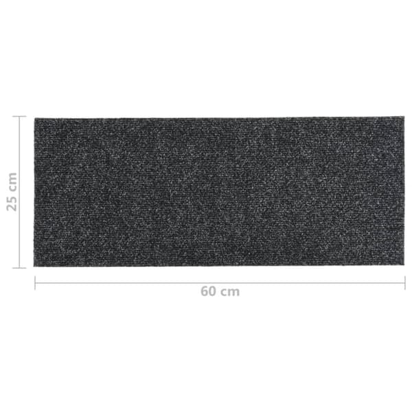 selvklæbende trappemåtter 15 stk. 60x25 cm rektangulær grå