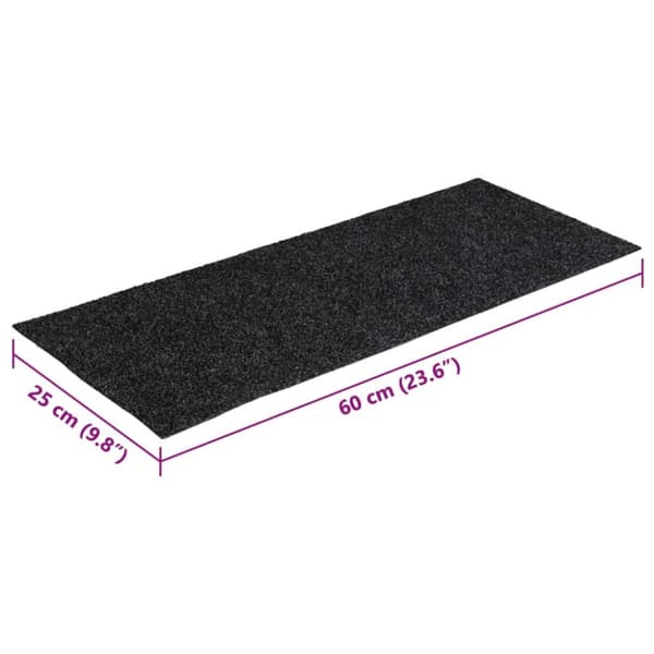 selvklæbende trappemåtter 15 stk. 60x25 cm rektangulær grå