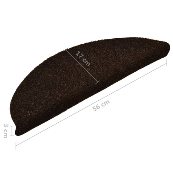 selvklæbende trappemåtter 15 stk. 56x17x3 cm tuftet mørkebrun