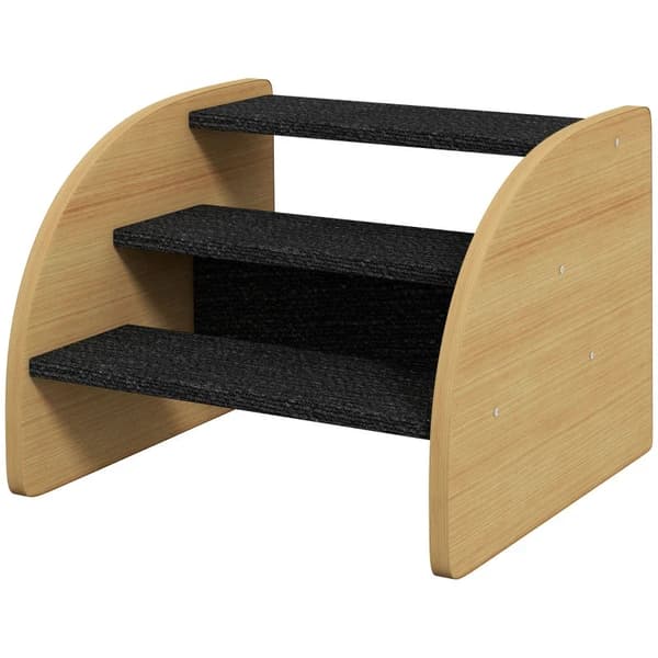 Rootz Pet Stairs - Hund Trappor - 3 Steg - Liten Hund - Spånskiva - Matta Tyg - Ek + Svart - 38,5 cm x 38,5 cm x 30 cm