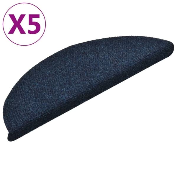 selvklæbende trappemåtter 5 stk. 56x17x3 cm tuftet marineblå