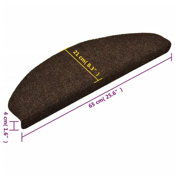 Itsekiinnittyvät porrasmatot 10 kpl ruskea 65x21x4cm neulahuopa