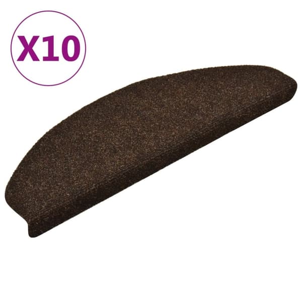 Itsekiinnittyvät porrasmatot 10 kpl ruskea 65x21x4cm neulahuopa