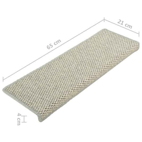 selvklæbende trappemåtter 15 stk. 65x21x4 cm sisal-look grå