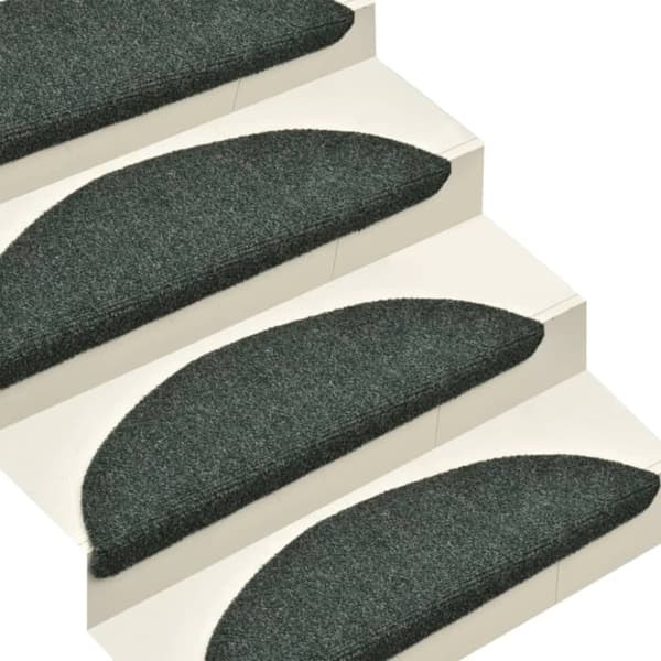 selvklæbende trappemåtter 10 stk. 56x17x3 cm tuftet grøn