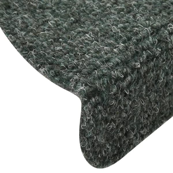 selvklæbende trappemåtter 10 stk. 56x17x3 cm tuftet grøn