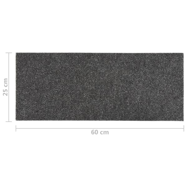 selvklæbende trappemåtter 15 stk. 60x25 cm rektangulær antracit