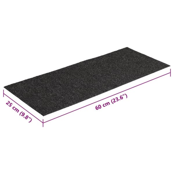 selvklæbende trappemåtter 15 stk. 60x25 cm rektangulær antracit