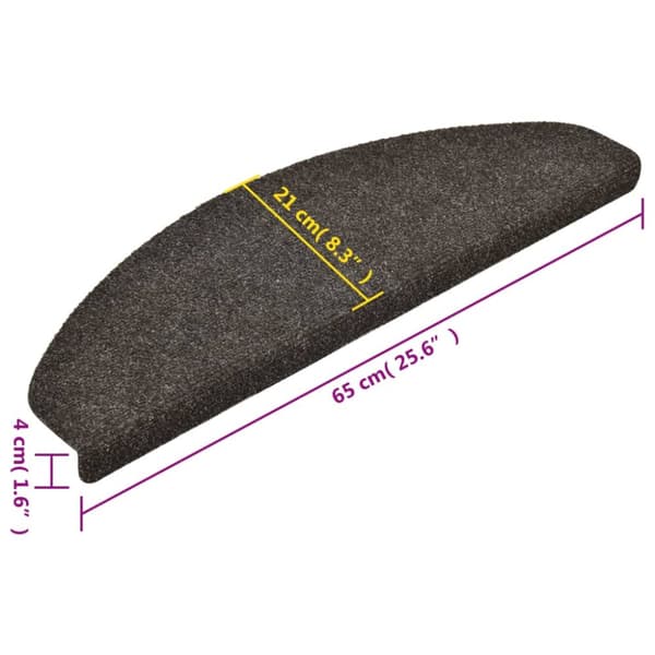 selvklæbende trappemåtter 5 stk. 65x21x4 cm tuftet antracitgrå