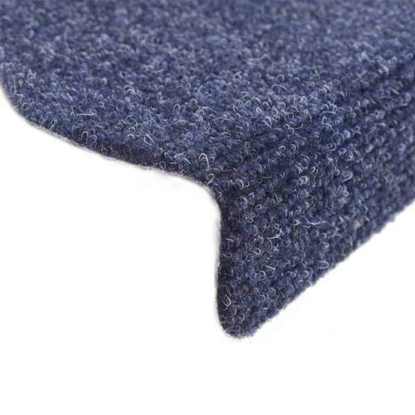 selvklæbende trappemåtter 10 stk. 56x17x3 cm tuftet blå