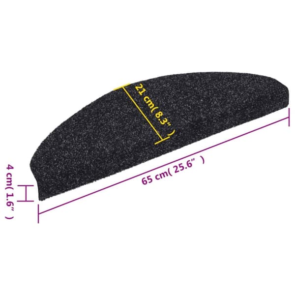 selvklæbende trappemåtter 5 stk. 65x21x4 cm tuftet sort