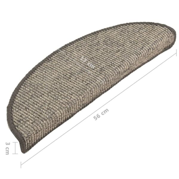 selvklæbende trappemåtter 15 stk. 56x17x3 cm beige og grå