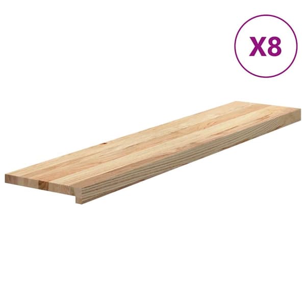 trappemåtter 8 stk ubehandlet 120x30x2 cm massivt egetræ