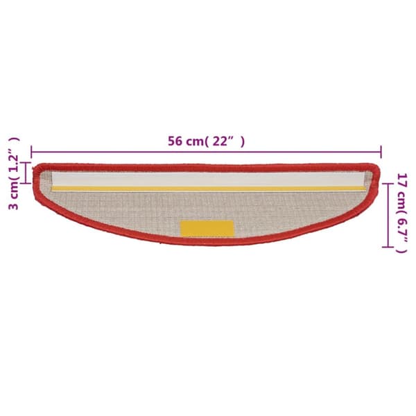 trappemåtter 10 stk. 56x17x3 cm rød