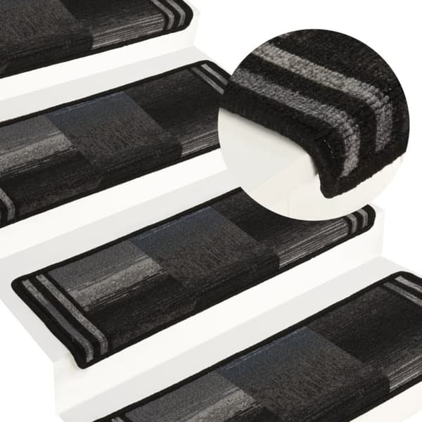 selvklæbende trappemåtter 5 stk. 65x21x4 cm sort og grå