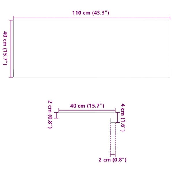 vidaXL vindueskarme 2 stk ubehandlet 110x40x2 cm massivt egetræ